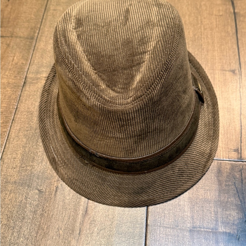 Scala Brown Corduroy Fedora Hat